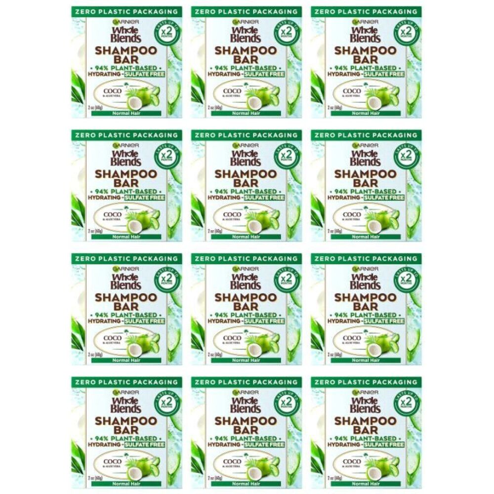 12-PACK Garnier Whole Blends Coconut Water Shampoo Bar 60 g